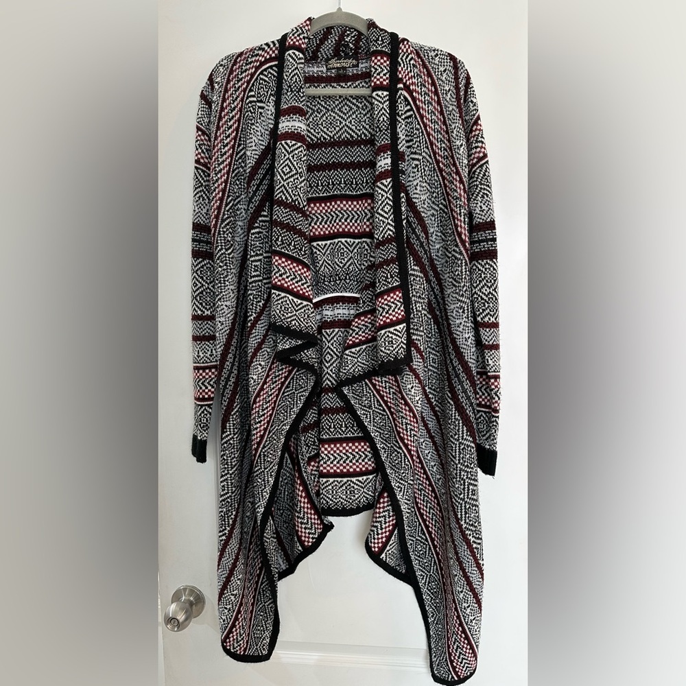 Absolutely Famous Cardigan, Black, White and Red, Large